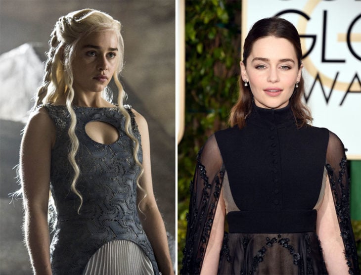 Emilia clarke en la vida real y en su personaje de Game Of Thrones 