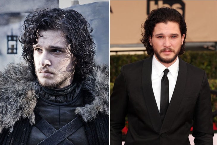 Kit Harrington en su personaje de Game of Thrones y en la vida real 