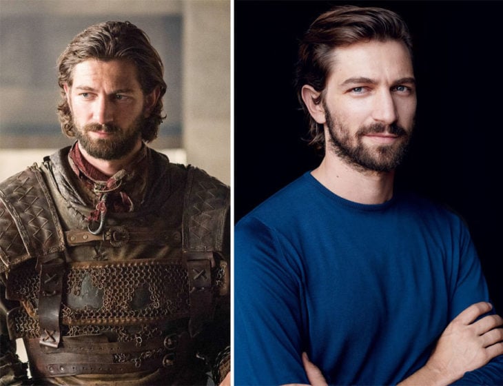 Michael Huisman en la vida real y en su personaje de Game of Thrones 