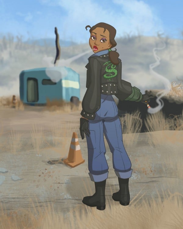 La princesa triana ilustrada como un personaje del Fallout 4 