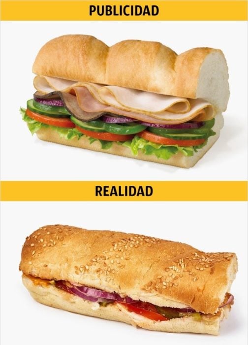 PUBLICIDAD/REALIDAD, un Subway de pollo y tocino