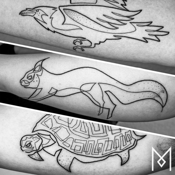 TATUAJES EN LINEA DE TRES ANIMALES