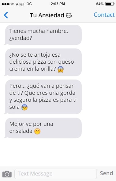 ansiedad mensajes pizza