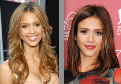 jessica alba con el cabello rubio y castaño