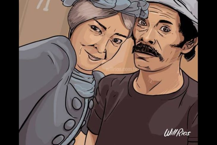 ilustración will ríos selfie de la bruja del 71 y don ramón