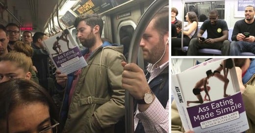 El cómico Scott Rogowsky puso a prueba la insensibilidad de sus compañeros de viaje en el metro simulando leer hilarantes libros con tapas falsas.