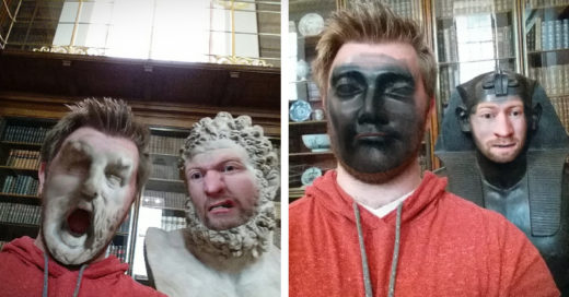 El hizo divertida su visita al museo con la Swap Face de su teléfono