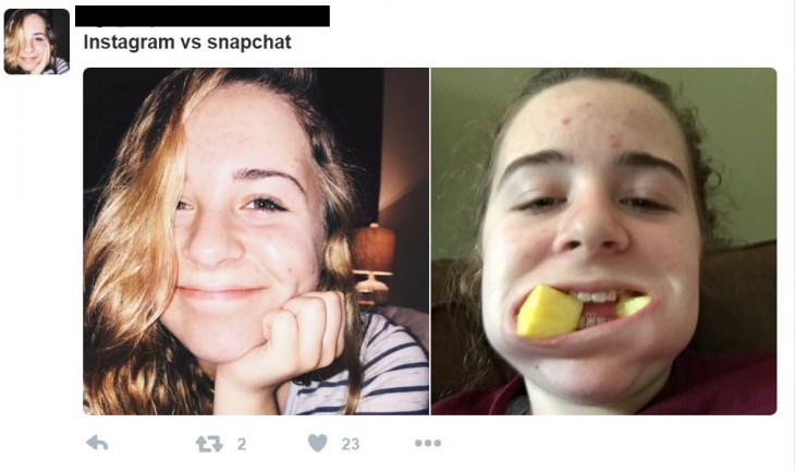 chica en instagram vs snapchat