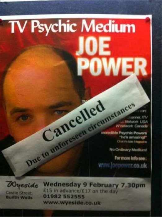 Ironía, cancelan show de psíquico por circunstancias imprevistas