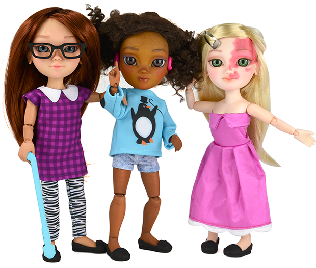 tres muñecas con discapacidad makies #ToyLikeMe
