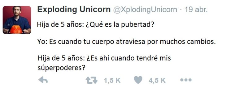 papa twitter conversación hija 5 años pubertad