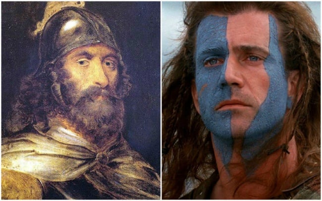 Personajes Históricos En La Vida Real. William Wallace Interpretado por Mel Gibson en la película Corazón valiente