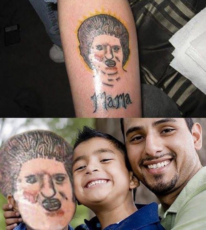 tatuaje de un rostro de mamá