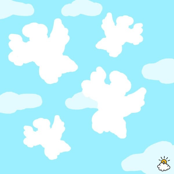 ilustración de nubes con forma de ángeles