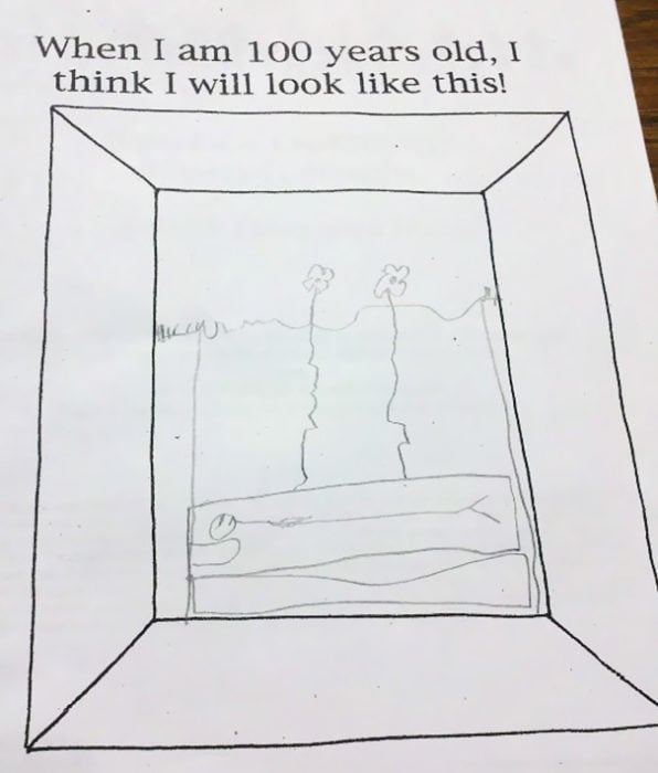 fotografía a la respuesta de un examen con un dibujo 