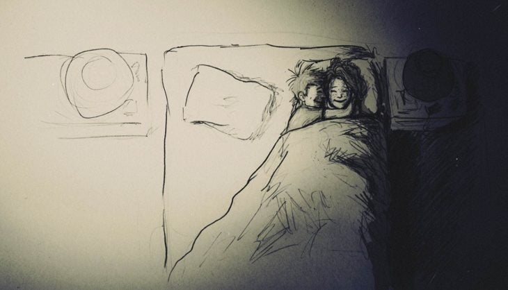 dibujo de una pareja durmiendo juntos 