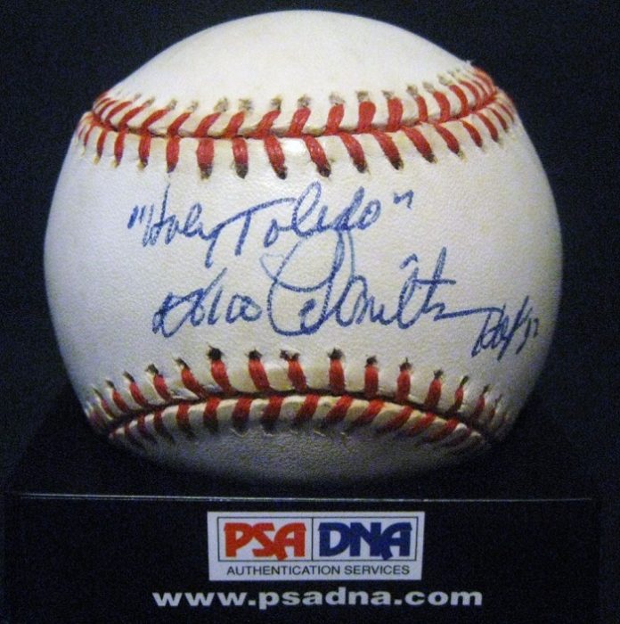 Pelota de baseball autografiada por Peewee Reese y Jake Mooty