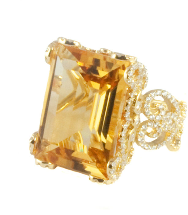 Anillo con diamante Citrine