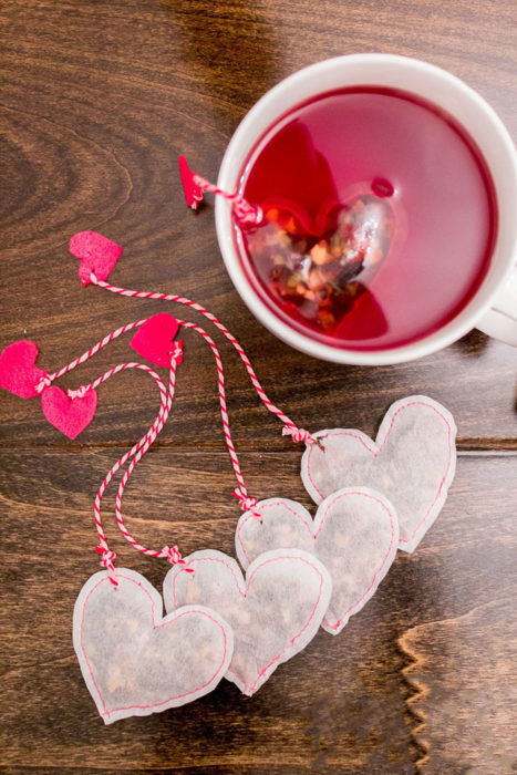 Bolsa de Té de corazones rojos