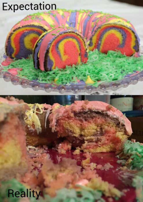 pastel de colores expectativa y realidad