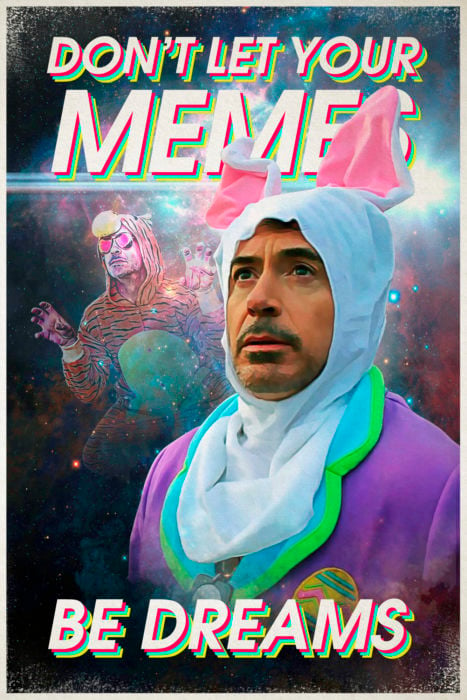 meme a Robert Downey Jr vestido de conejo 