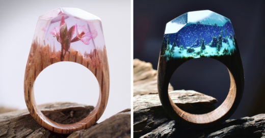 Anillos con paisajes encapsulados