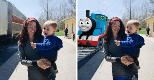 Trollean a bebé sorprendido por ver un tren por primera vez