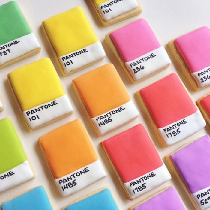 galleta en forma de una plaqueta de colores pantone 