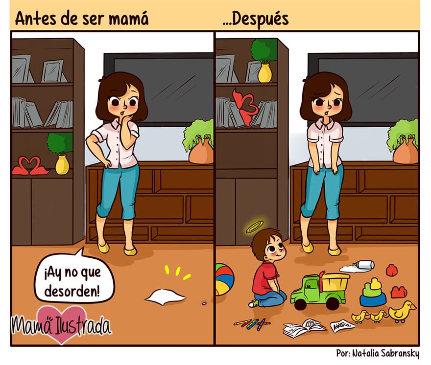 Ilustraciones muestran los problemas cotidianos de una madre