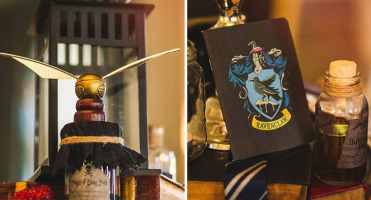 detalles de harry potter en la boda al estilo de los libros y películas 