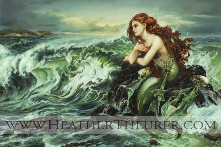 Ilustración de La Sirenita en una pintura clásica 
