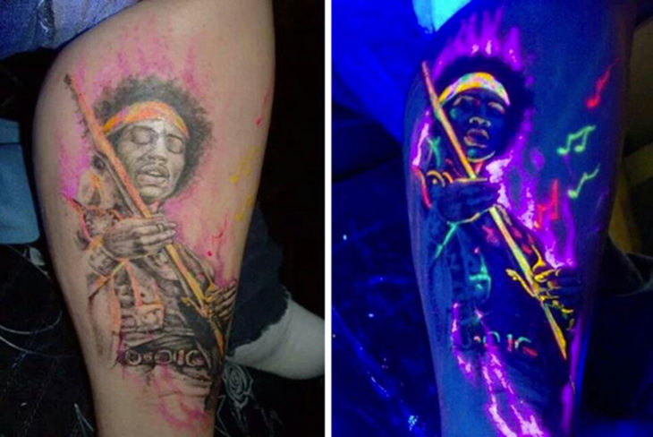 tatuaje con el diseño de prince que brilla en la oscuridad