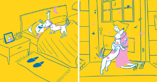 Ilustraciones que muestran como es la vida de cuando uno tiene un perrito