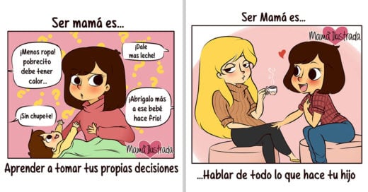 Ilustraciones que muestran como es la vida de las mamás