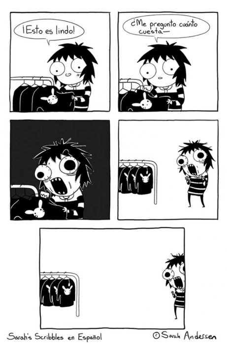 Ilustraciones Sarah Andersen. Ropa cara