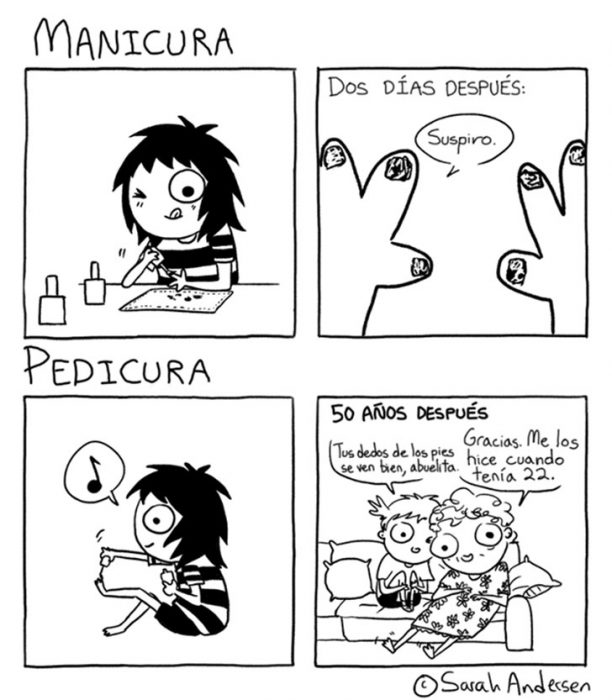 Ilustraciones Sarah Andersen. Manicura y pedicura