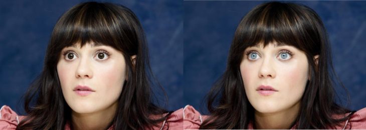 Zooey Deschanel cambio de color de ojos