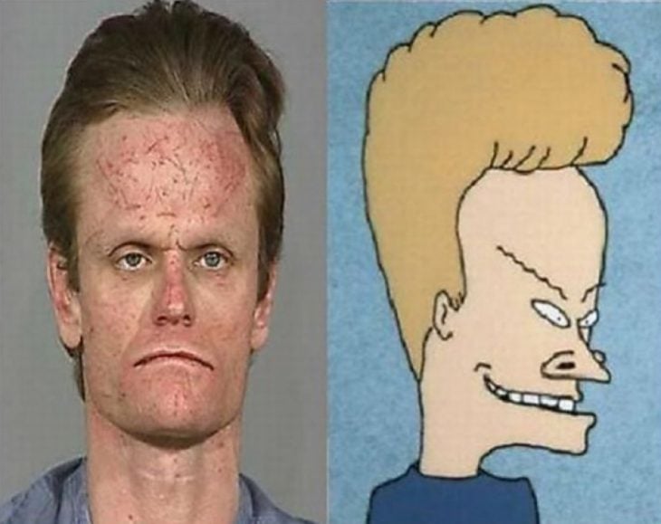 Parecido personajes caricaturas. Hombre detenido igualito a Beavis