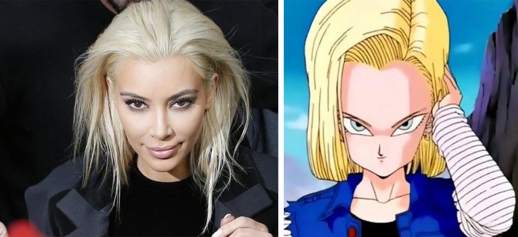 Parecido personajes caricaturas.. Kim Kardashian-y Número-18 de Dragon Ball Z