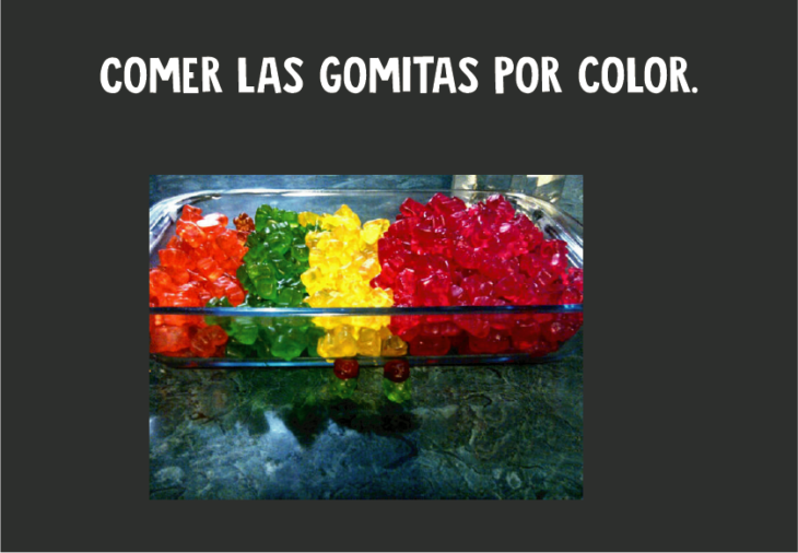 Comer gomitas por color