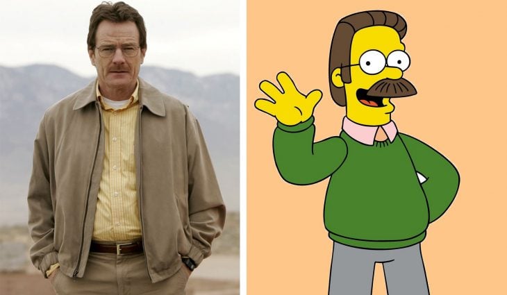 Parecido personajes caricaturas. Walter White y Ned Flanders