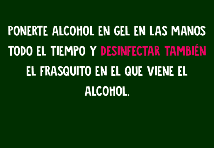 Ponerte alcohol en las manos