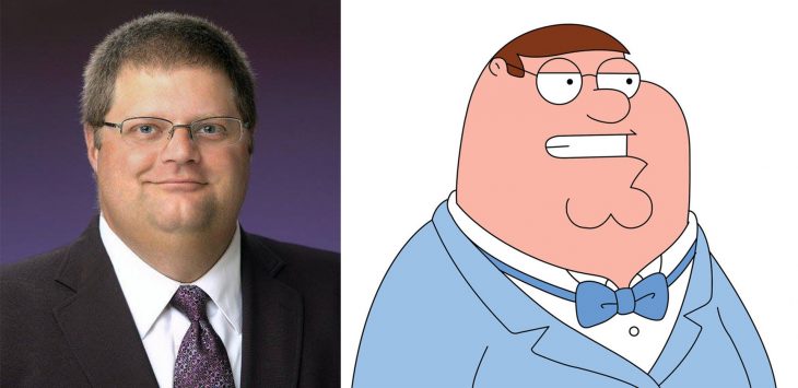 Parecido personajes caricaturas. Peter Griffin de Family Guy