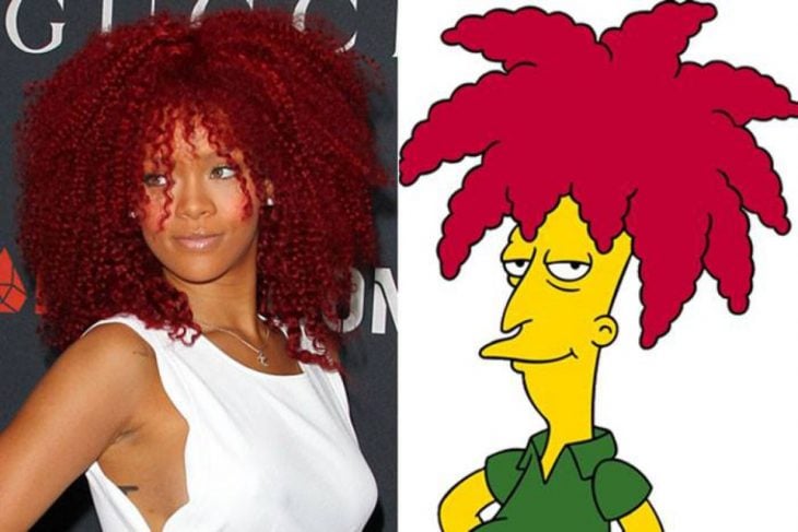 Parecido personajes caricaturas. Rihanna y Bob, de los Simpson