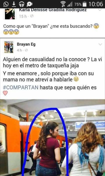 ESTA FUE LA PUBLICACIÓN QUE BUSCÓ EL BRAYAN PARA ENCONTRAR A LA CHICA