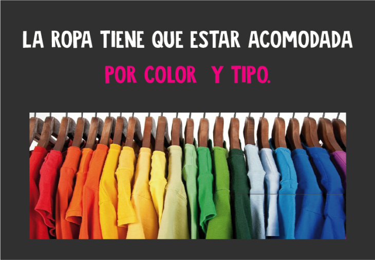 Ropa acomodada por color y tipo