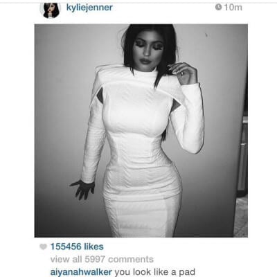Comentario a Kylie Jenner en instagram
