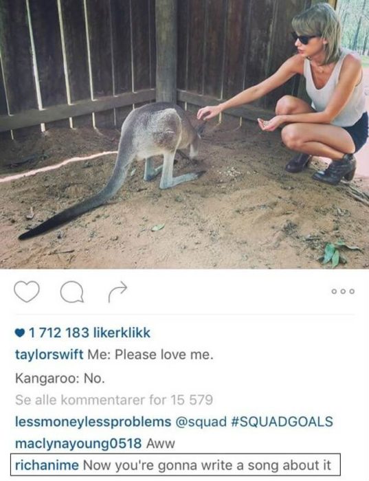 Comentario a Taylor Switf en Instagram