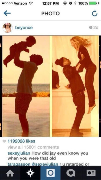 Comentario a Beyonce en Instagram