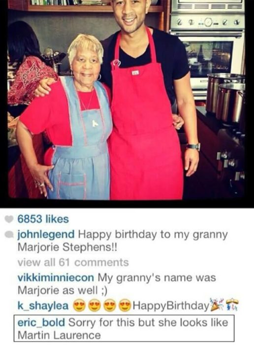 Comentario en instagram a la abuela de John Legend